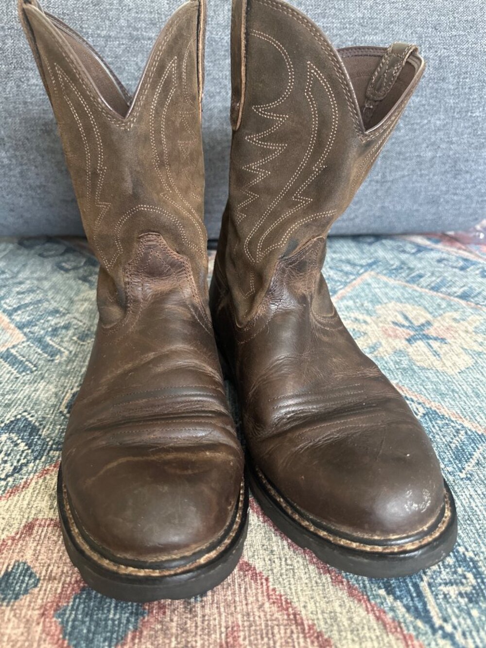 Ariat Brown Leather Work Boots Mens Size 12D All-Day Cushioning Western